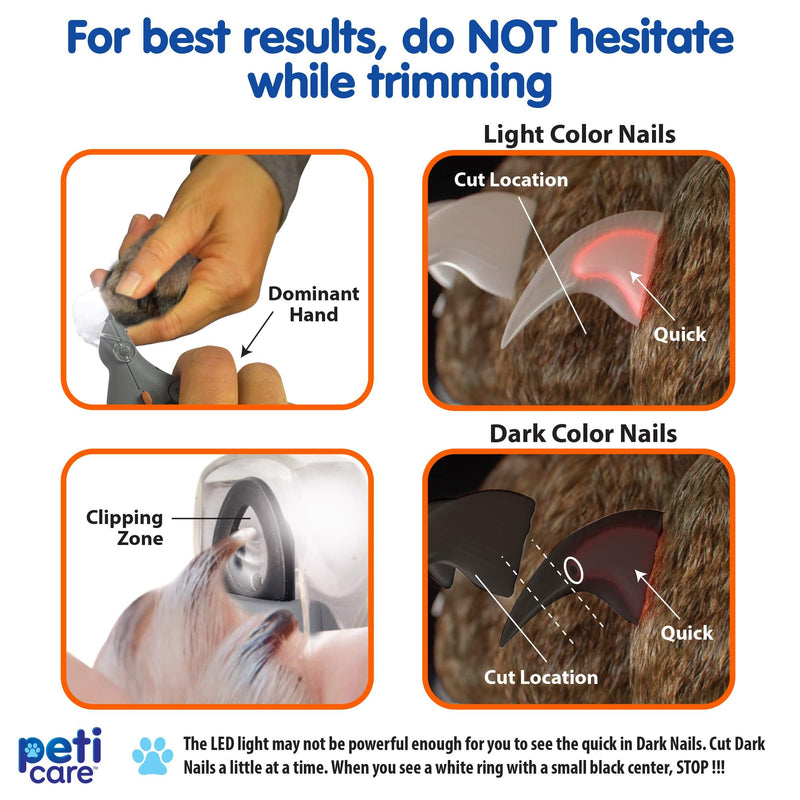 Allstar Innovations PetiCare LED Light Pet Nail Clipper- Great for Trimming Cats & Dogs Nails & Claws, 5X Magnification That Doubles as a Nail Trapper, Quick-Clip, Steal Blades
