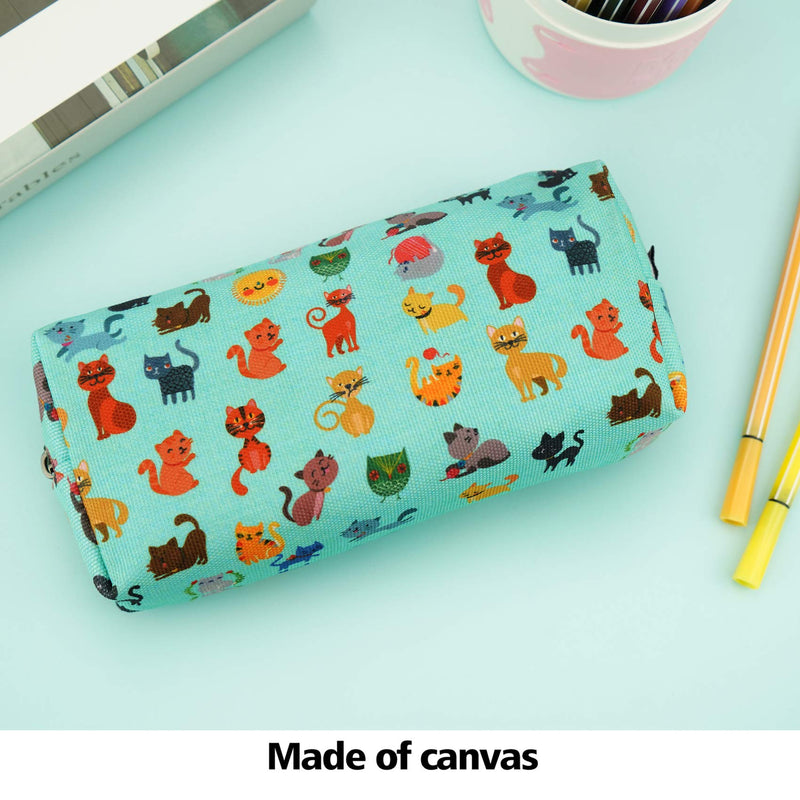 LParkin Cute Cat Pencil Case Pouch Make Up Case Stationary Kawaii Pencil Box Teacher Gift Gadget Bag Cosmetic Bag Blue