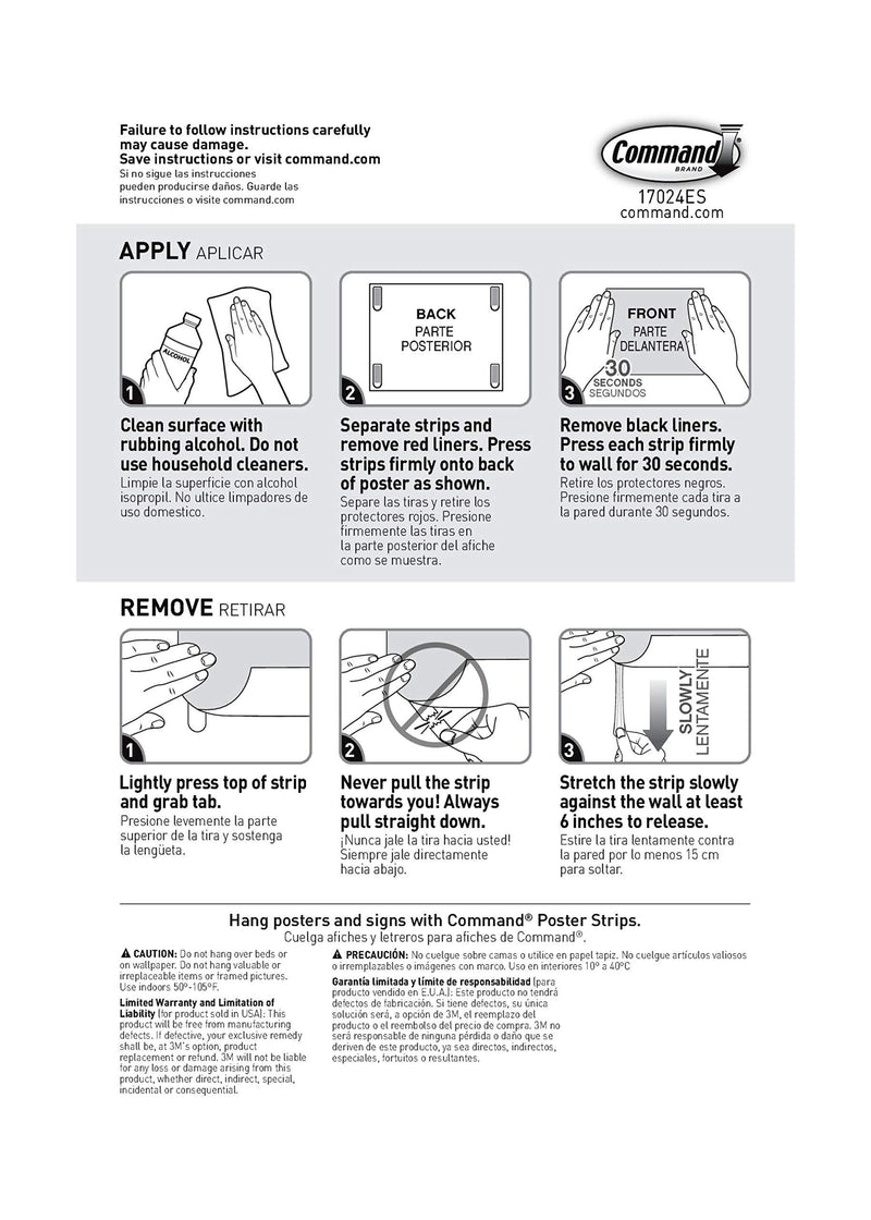 Command Poster Hanging Strips Value Pack, Small, White, 60-Strips, Decorate Damage-Free 60 Strips