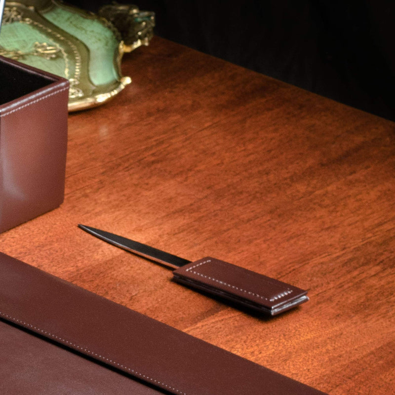 Dacasso Dark Brown Bonded Leather Letter Opener