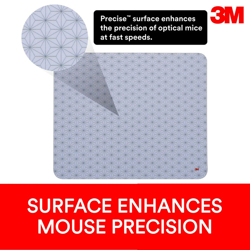 3M Precise Mouse Pad with Repositionable Adhesive Back, Enhances the Precision of Optical Mice at Fast Speeds, 8.5" x 7", Frostbyte (MP200PS2)