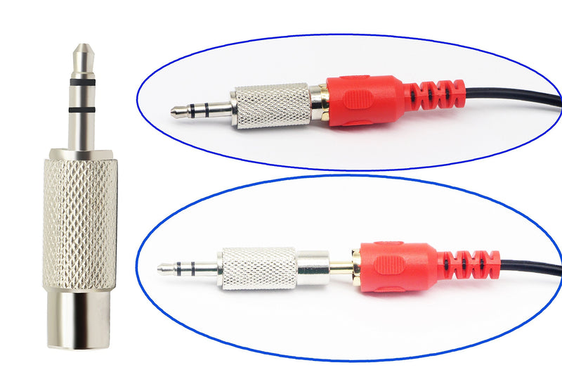 zdyCGTime RCA to 3.5MM Audio Adapter Metal 3.5mm (1/8 Inch) Stereo Plug Male to RCA Female Jack Adaptor Connector(Silver)(2 Packs, 3-Pole) 2 Packs, 3-Pole