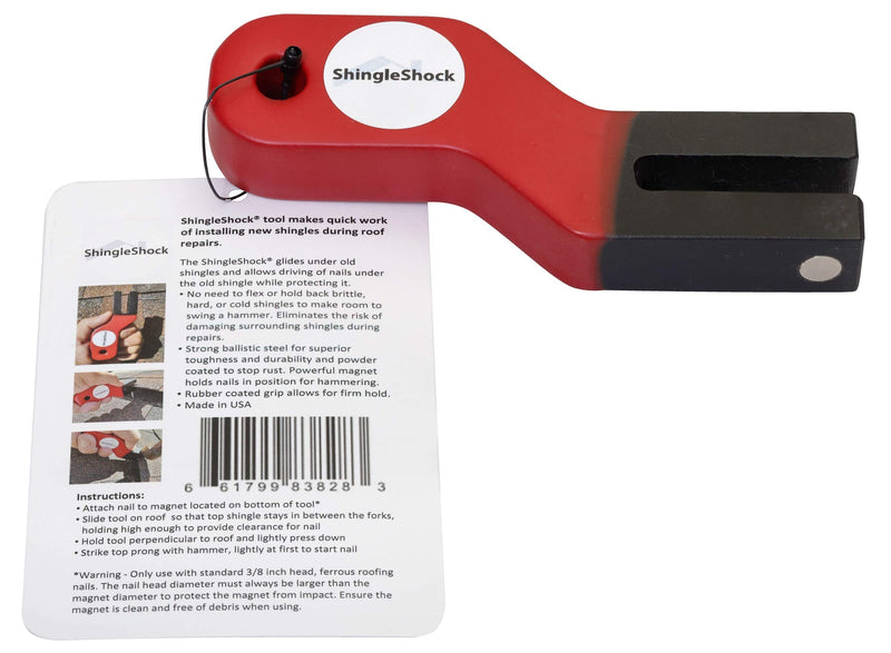 ShingleShock Roof Shingle Installer Roofing Tool, Steel Black, Rubber Grip, Magnet
