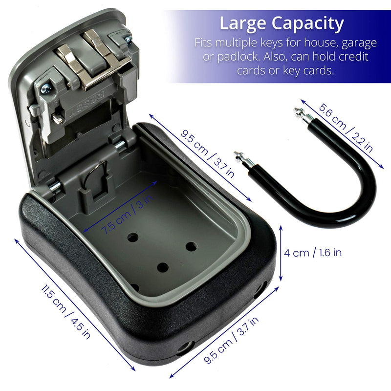 Key Lock Box for Outside - Lock Box for House Keys - Key Lockbox for Key Storage Outdoor - Key Hiders to Hide a Key Outdoor - Waterproof Key Safe Lock Box with Combination Lock (With Shackle) 1