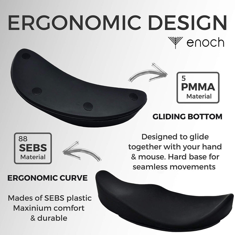 Enoch Ergonomic Mouse Wrist Rest, Palm Wrist Support Pad for Office Work, Gaming, Coding, Relief Sliding Gliding Wrist Pad (Black) Black