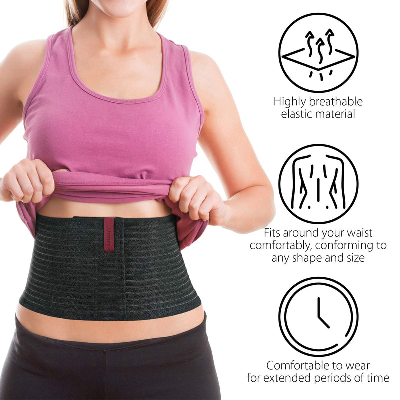 ORTONYX 6.25" Abdominal Binder for Men and Women / Postpartum Post-operative Post-surgery Wrap / Abdomen Navel Umbilical Hernia Support Belt / 524006 Black L/XXL Large/2X-Large (Pack of 1)