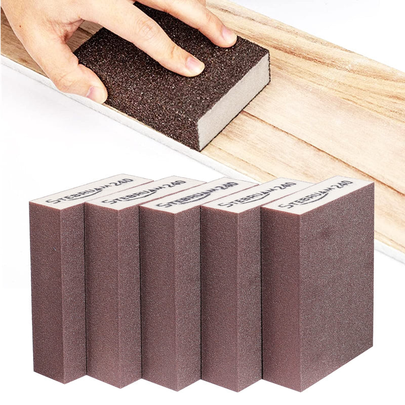 5 pieces sanding sponge, coarse/medium/fine/superfine 240 grit specifications sanding pads assortment for wood metal wall foam drywall