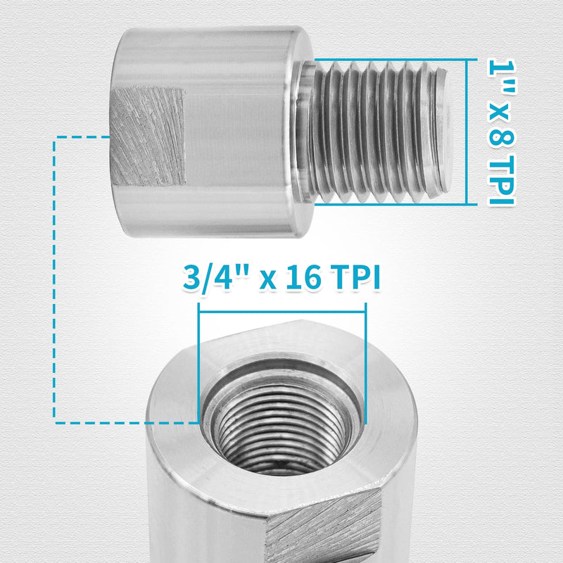 PNBO Woodworking Lathe Headstock Spindle Adapter, Converts FT 3/4" x 16 to MT 1" x 8 TPI