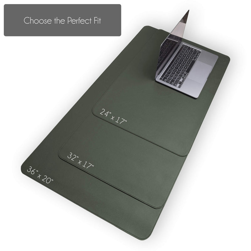 Non-Slip Leather Desk Pad 32â€ x 17â€, Vine Creations Desk Mat Protector Waterproof Dark Green - 2021 Upgraded Sewing PU Leather Mouse Pad Writing Surface, Office Decor Desktop Blotter for Top of Desk 32" x 17"
