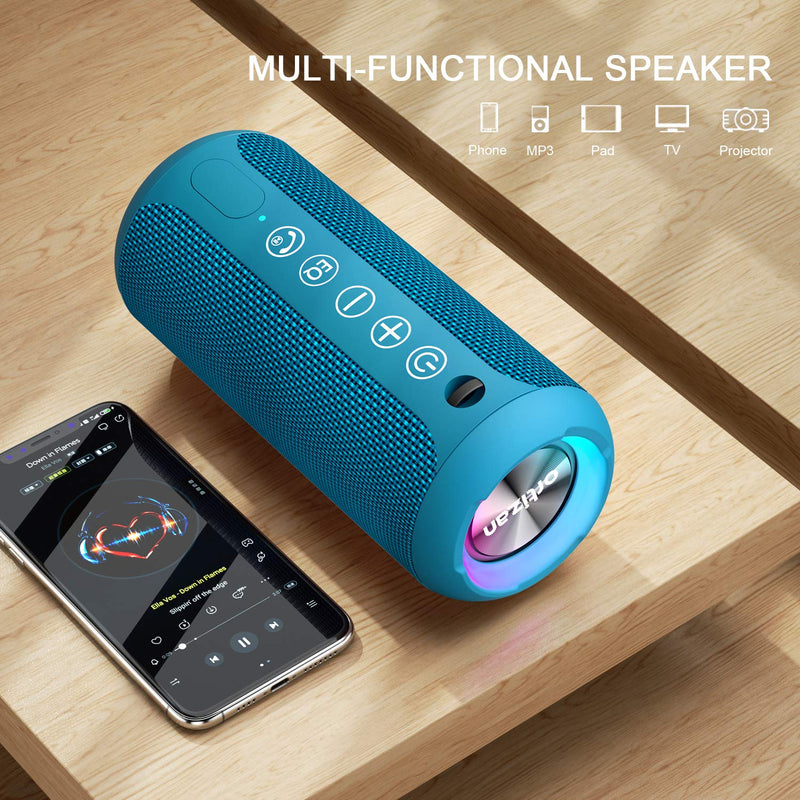 Ortizan Portable Bluetooth Speaker, IPX7 Waterproof Wireless Speaker with 24W Loud Stereo Sound, Outdoor Speakers with Bluetooth 5.0, 30H Playtime,66ft Bluetooth Range,Dual Pairing for Home Blue