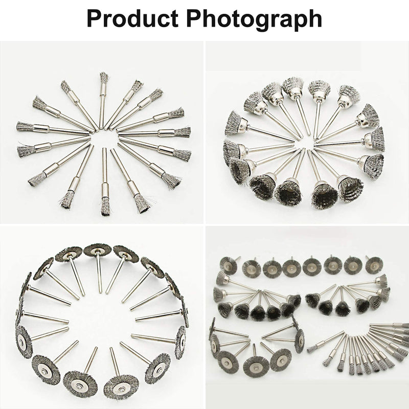 45 Wire Brush Set, Cup Brush Drill, Stainless Steel Brush Brush, for Drill Polishing Grinding Cleaning (Stainless Steel)