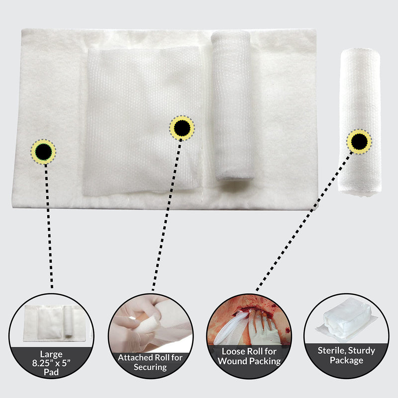 Ever Ready First Aid EverStop First Aid Blood Stopper Compress Multi-Purpose Wound and Trauma Dressing- 3 Pack 3 Count (Pack of 1)