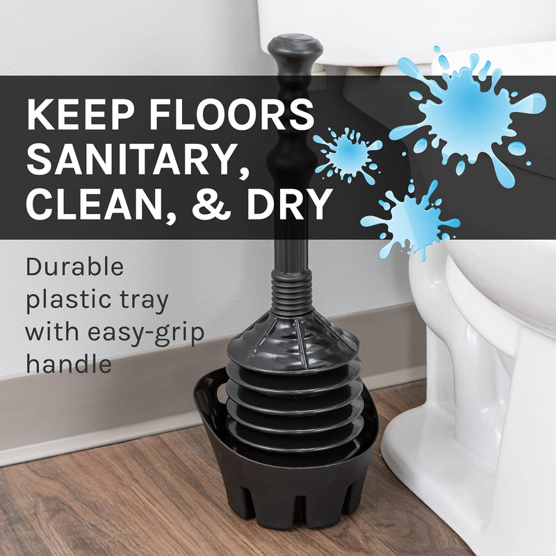 JS Jackson Supplies Black Bellows Accordion Toilet Plunger with Black Storage Tray