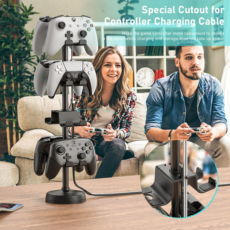 MANMUVIMO Anti-Slip Game Controller Holder 4 Tiers with Stable Suction Cup, Controller Stand for Desk, Universal Controller Storage Display Stand Compatible for PS5/PS4/Xbox Series/Xbox One/Switch Pro Controller Stand 4 Tires
