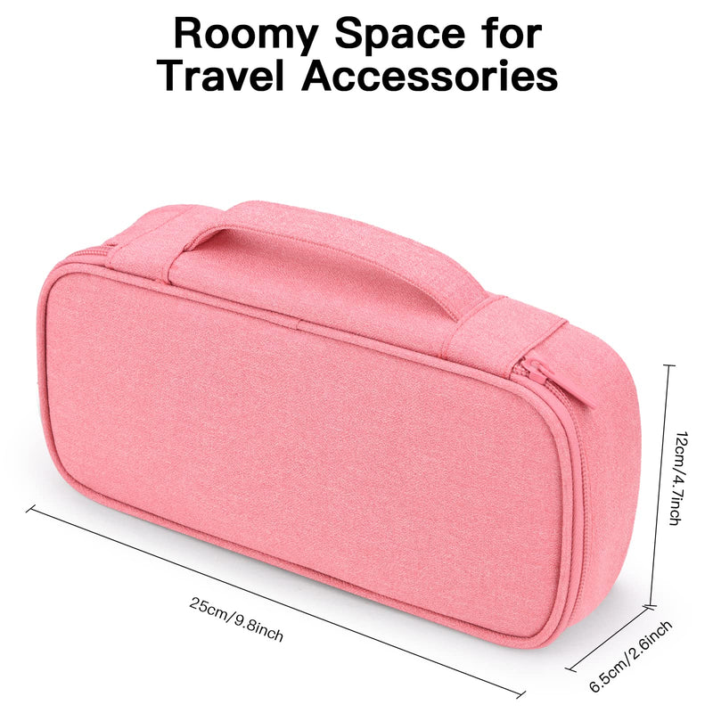 Travel Cord Organizer Case, Electronics Organizer Bag for Cable & Charger, External Power Bank, Portable Hard Drive (Pink) Large Pink-L