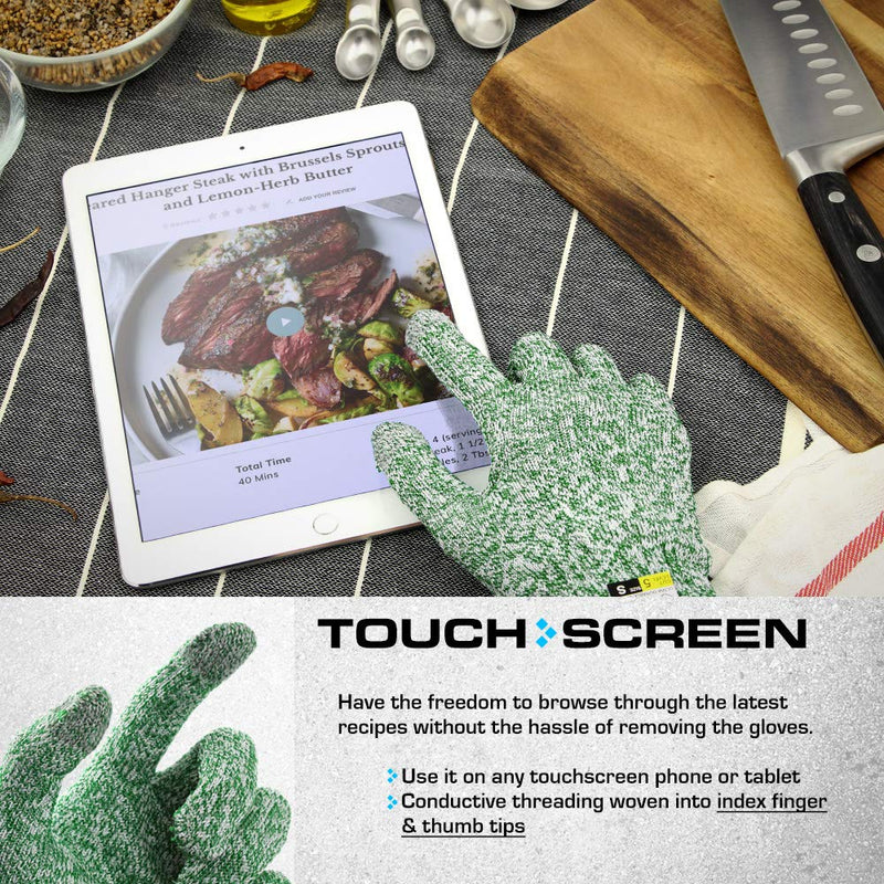 Glove Station Ultra Durable Series Cut Resistant Gloves - High Performance Level 5 Protection, Food Grade. 1 Pair Large Mint Green