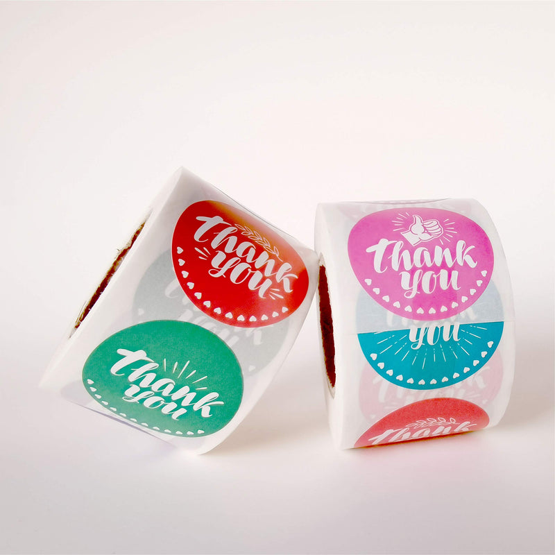 Thank You Stickers Roll of 500, 6 Style Designs 1.5 Inch Thank You for Supporting My Small Business Stickers,Thank You for Your Purchase Stickers for mailers Gift Bags Boxes