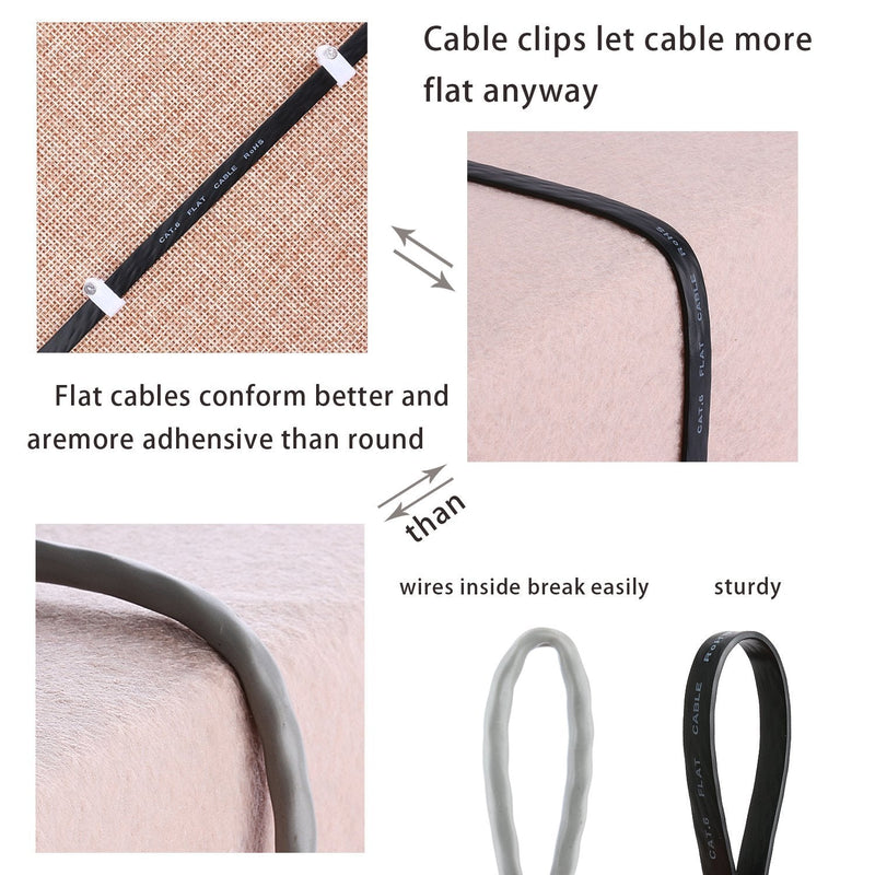 Cat 6 Ethernet Cable 75 ft, Long Flat Internet Network LAN Patch Cord, Faster Than Cat5e/Cat5, Solid Cat6 High Speed Computer RJ45 Wire for Modem, Router, PS4, Xbox, Switch, Camera, TV Box, Hub,Black 75ft-Black