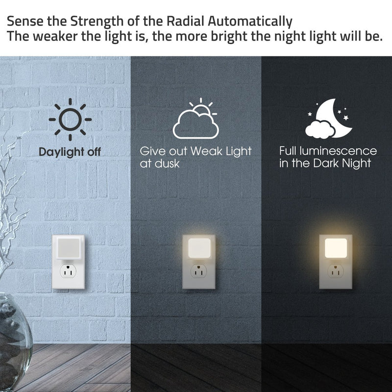 LOHAS Plug in Night Light Bulbs LED with Dusk to Dawn Smart Sensor, 0.3W Daylight LED Night Lights Bulb Lamp 5000K, Ultra Slim, Auto on/Off Nightlights for Toilet, Nursery, Kids, Bedroom(Pack of 6) 6 Pack Daylight White