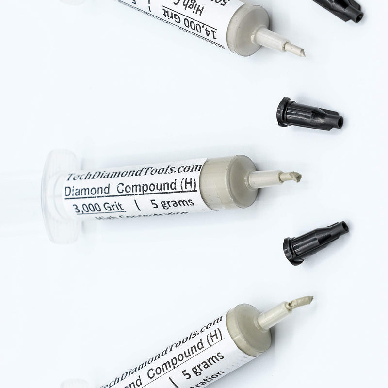 TechDiamondTools Kit of 3 Diamond Polishing Compound Polishing Paste 3000 5000 14000 Grit for Marble Glass Metal Rock Jewelry Resin Silver Gemstone with High Concentration of Diamond Powder USA Made 14000 5000 3000 grit