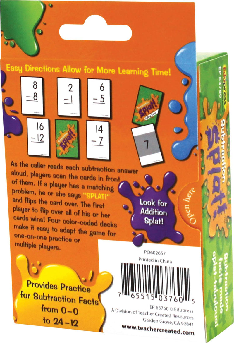 Edupress Math Splat Game: Subtraction (EP63760)