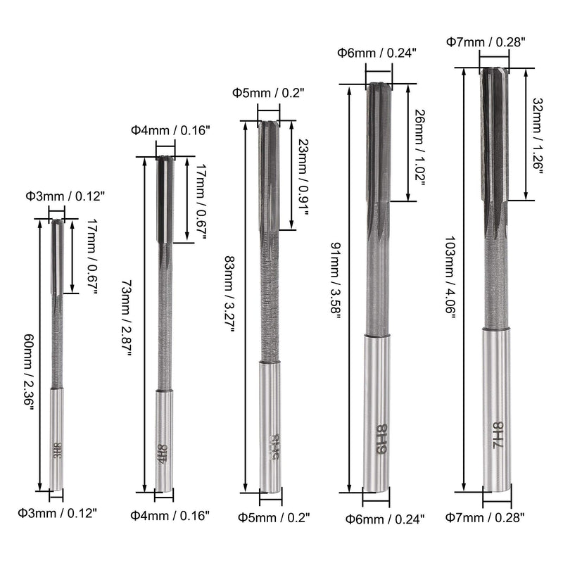 uxcell Chucking Reamer Set Lathe Machine Reamer Straight Flute Milling Cutter High Speed Steel H8 Tolerance (3mm 4mm 5mm 6mm 7mm 8mm 9mm 10mm 11mm 12mm) 10pcs