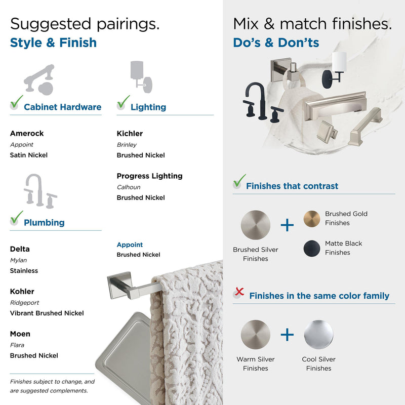 Amerock | Toilet Paper Holder | Satin Nickel | Appoint | Single Post Tissue Holder | Bath Hardware | Bathroom Accessories Brushed Nickel
