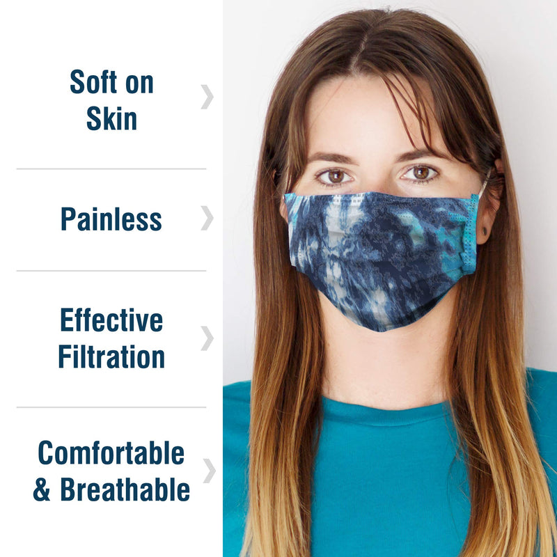 WeCare Disposable Face Mask Individually Wrapped - 50 Pack, Printed Masks - 3 Ply Assorted Tie Dye