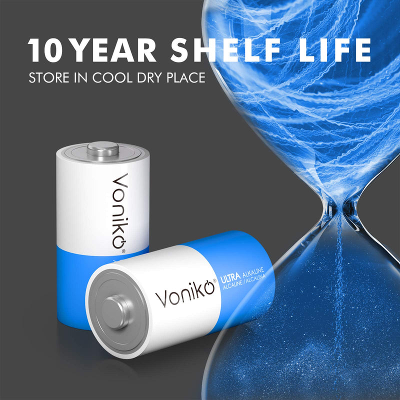 VONIKO Ultra Alkaline C Batteries,C Size LR14 Batteries 8 Pack –10-Year Shelf Life and 6-9 Times The Power as Carbon Batteries, C Cell 1.5 Volt Battery 8 Count (Pack of 1)