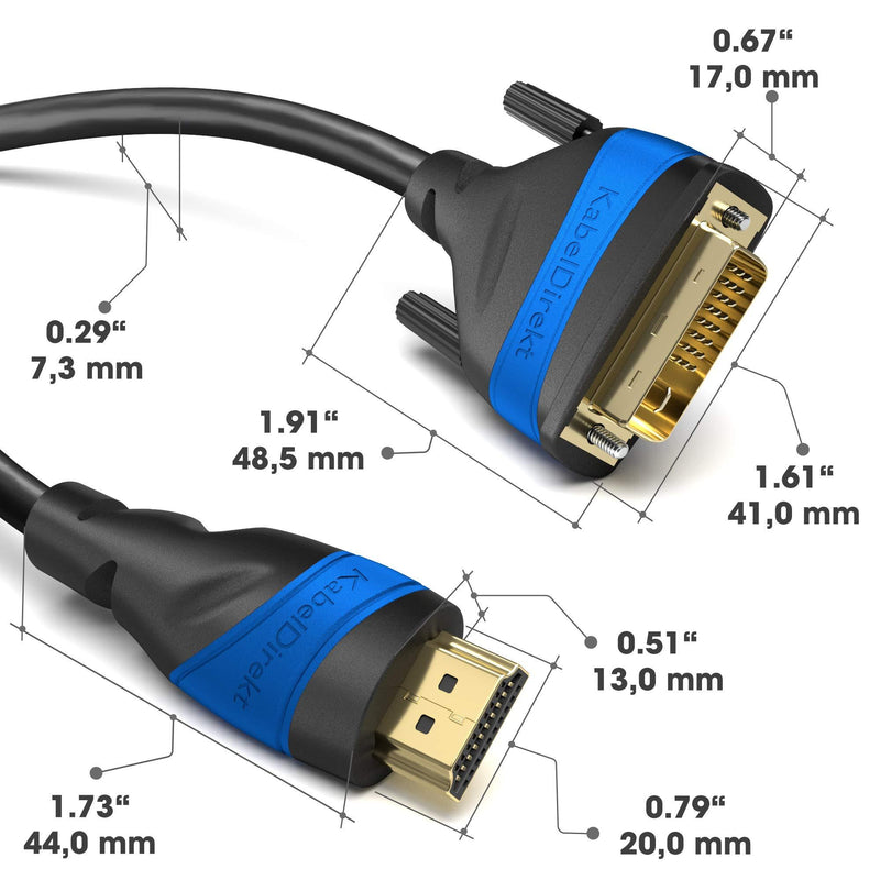 KabelDirekt – HDMI-DVI adapter cable – 6ft (bi-directional, DVI-D 24+1/High Speed HDMI cable, 1080p/Full HD, digital video cable, connect HDMI devices to DVI monitors or vice-versa, black) 6 feet