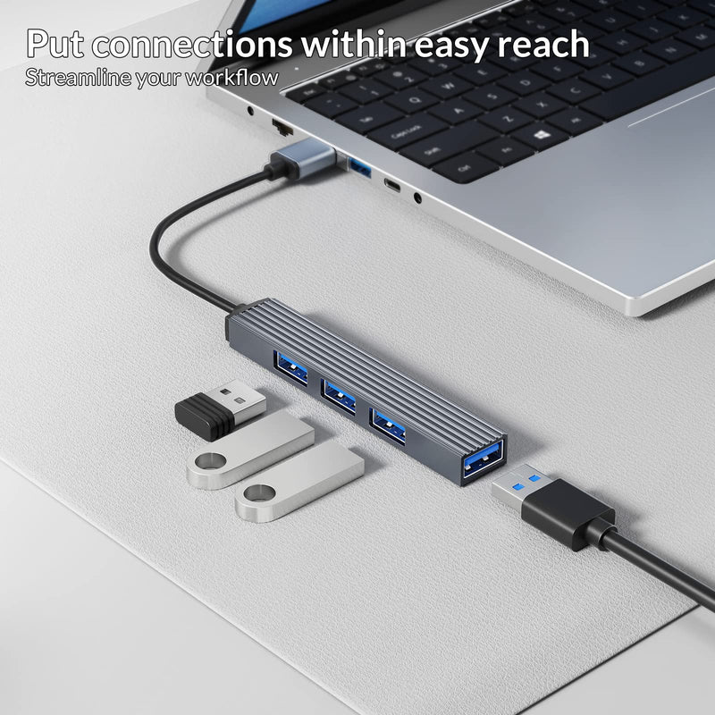 USB Hub for Laptop, SETMSPACE USB Splitter for Laptop Aluminum USB A, Multiple USB Port for Laptop Data Transfer, USB Port Expander for Laptop, PC, PS4