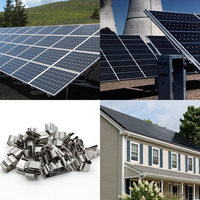 Qjaiune 50Pcs Trailer Frame Wire Clips, 19mm Length Solar Panel Wire Clips, 304 Stainless Steel Cable Clamps Double-Wire Clips for PV Wiring Boat Cable 19mm Double Wire (50Pcs)