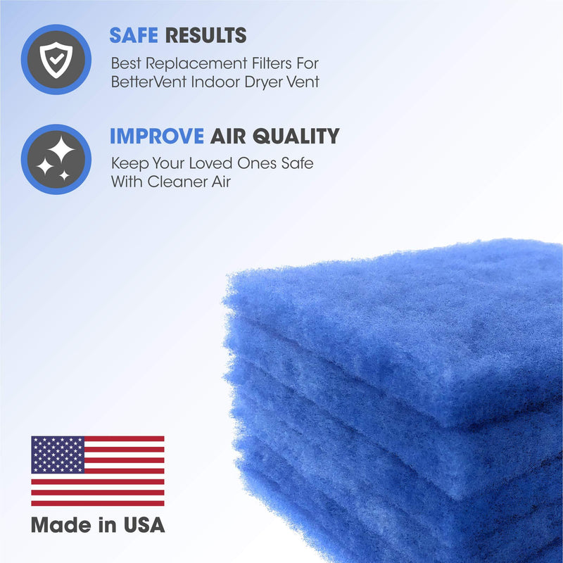 Essential Values 6 Pack Compatible Replacement Filters (30 Dryer Loads) for Bettervent Indoor Dryer Vent