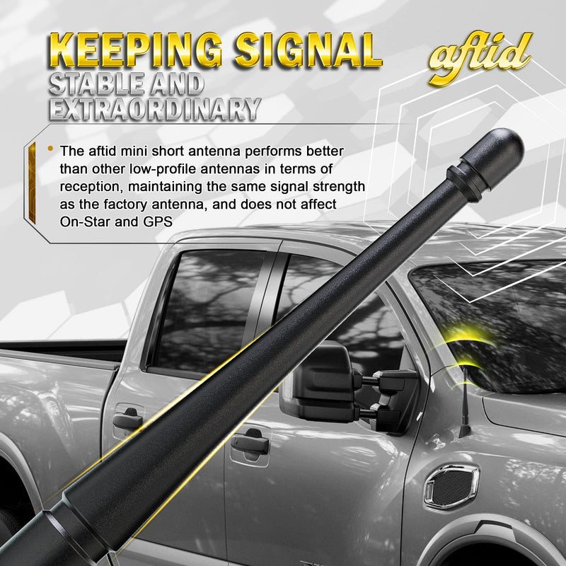 aftid - 4 Inch Aluminum Stubby Antenna Compatible with Chevy Silverado 2007-2024 (M7 Thread)