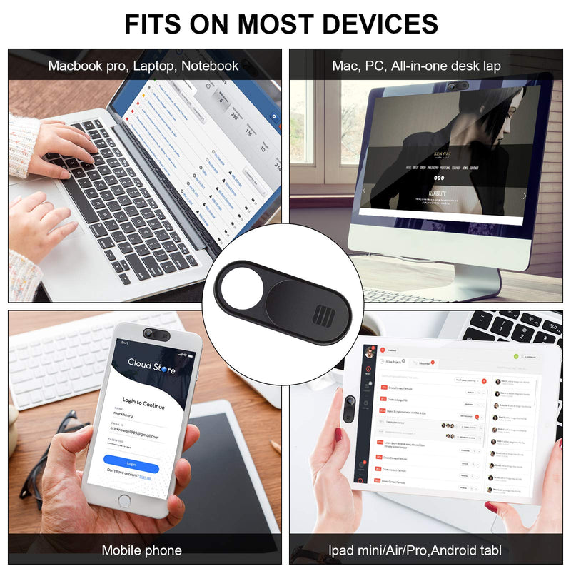 Natipo Laptop Camera Cover Slide, Upgrade Ultra-Thin Webcam Cover Slide Compatible for Laptop Table Apple MacBook iPad Pro iMac Cell Phone,Camera Cover Slide-Protect Your Privacy Security(6-Pack)