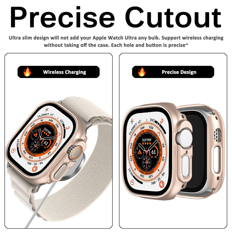 Miimall Compatible Apple Watch 49mm Ultra Case, Premium Hard PC Frame[Without Built-in Screen Protector], Super Slim Lightweight Protector Bumper Shell for Apple Watch Ultra 49mm(Rose Gold) Rose Gold