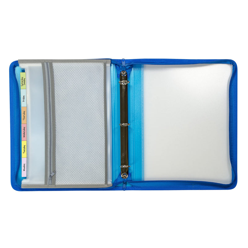 C-Line Expanding File Zippered Binder, Blue, 2" x 11" x 13 1/2"