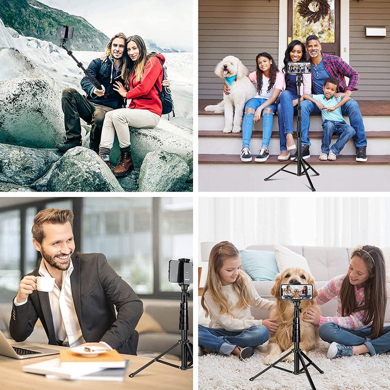 UBeesize 51" Extendable Tripod Stand with Bluetooth Remote for iPhone Android Phone, Heavy Duty Aluminum, Lightweight