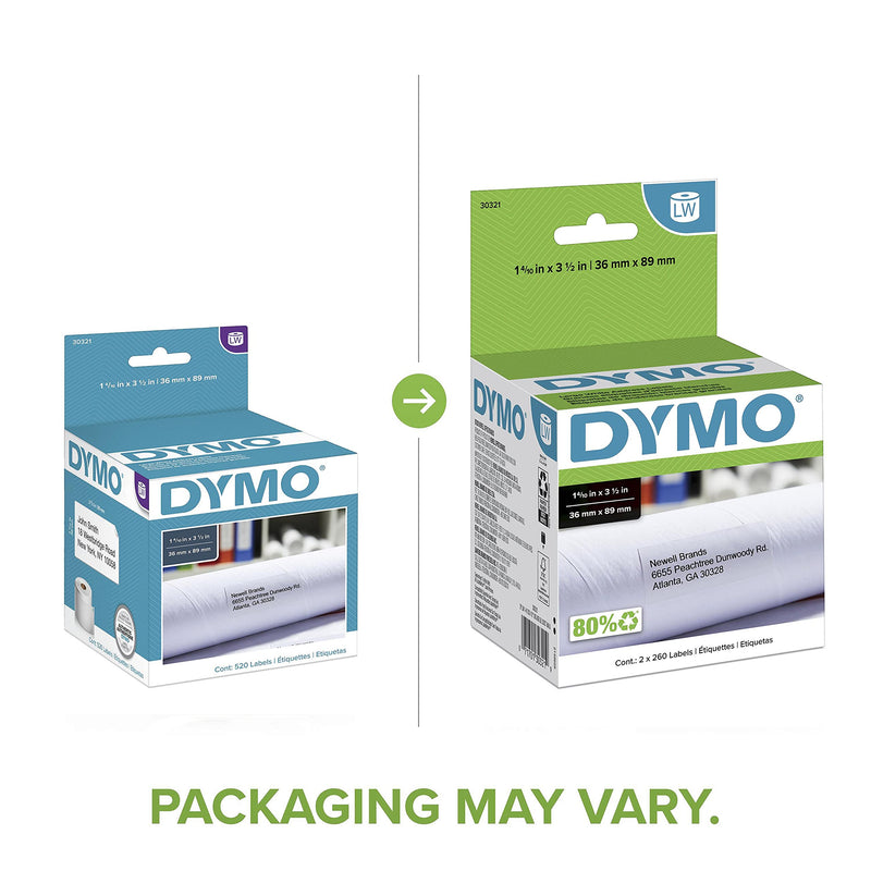 DYMO LW Large Mailing Address Labels for LabelWriter Label Printers, White, 1-4/10'' x 3-1/2'', Large, 2 Rolls of 260 Large, 2 rolls of 260