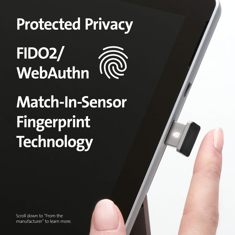 Kensington VeriMark IT Fingerprint Key - FIDO2/WebAuth, Windows Hello & Windows Hello for Business (K64704WW) For Multiple PC's