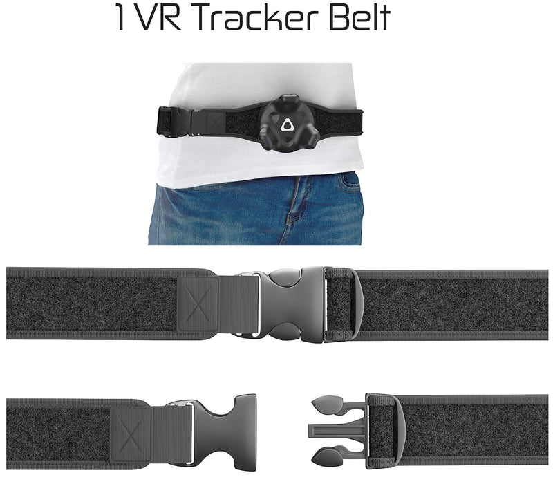 Skywin VR Tracker Belt and Tracker Strap Bundle for HTC Vive System Tracker Pucks - Adjustable Belt and Hand Straps for Waist and Full-Body Tracking in Virtual Reality (1 Belt and 2 Hand Straps)