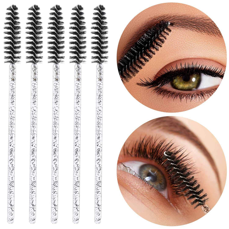 300 Disposable Mascara Wands Eyelash Brush Spoolies for Eye Lash Extension, Eyebrow and Makeup Crystal Tbestmax 01 Multi-colored