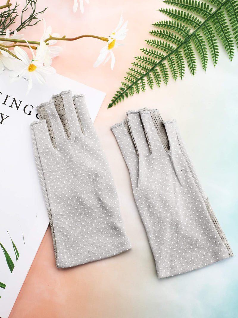 2 Pairs Sunblock Gloves Non Slip UV Protection Driving Gloves Summer Outdoor Gloves for Women and Girls Fingerless Style Pink and Khaki