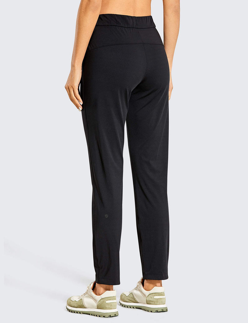 CRZ YOGA Women's Stretch Lightweight Casual Lounge Pants Athletic Outdoors Workout Tapered Joggers with Zipper Pockets X-Small Black