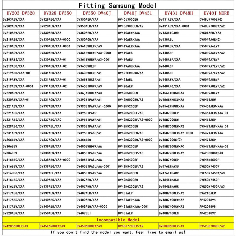 DC47-00019A Dryer Heating Element,DC96-00887A and DC47-00016A Thermal Fuse Thermostat,DC47-00018A Thermal Cut-Off Fuse Compatible With samsung dryer dv40j3000ew a2 dv45h7000ew a2  dv42h5000es(4-piece)