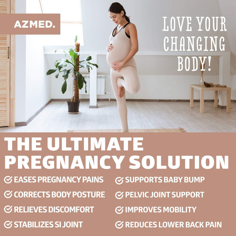 AZMED Maternity Belt, Breathable Pregnancy Back Support, Premium Belly Band, More Than 1.3M Happy Mothers, Lightweight Abdominal Binder, One-Size (Beige)