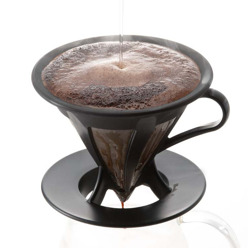 Hario"Cafeor" Stainless Steel Mesh Coffee Dripper, Size 02, Black