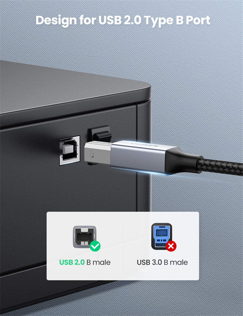 UGREEN USB C to USB B 2.0 Printer Cable Braided Printer Scanner Cord Compatible with Epson, MacBook Pro, HP, Canon, Brother, Samsung Printers and More 3FT