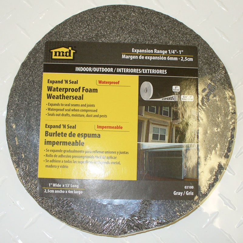 M-D Building Products 03100 13-Feet Long Expand -Feet Seal Compressible Waterproof Foam Tape, Gray