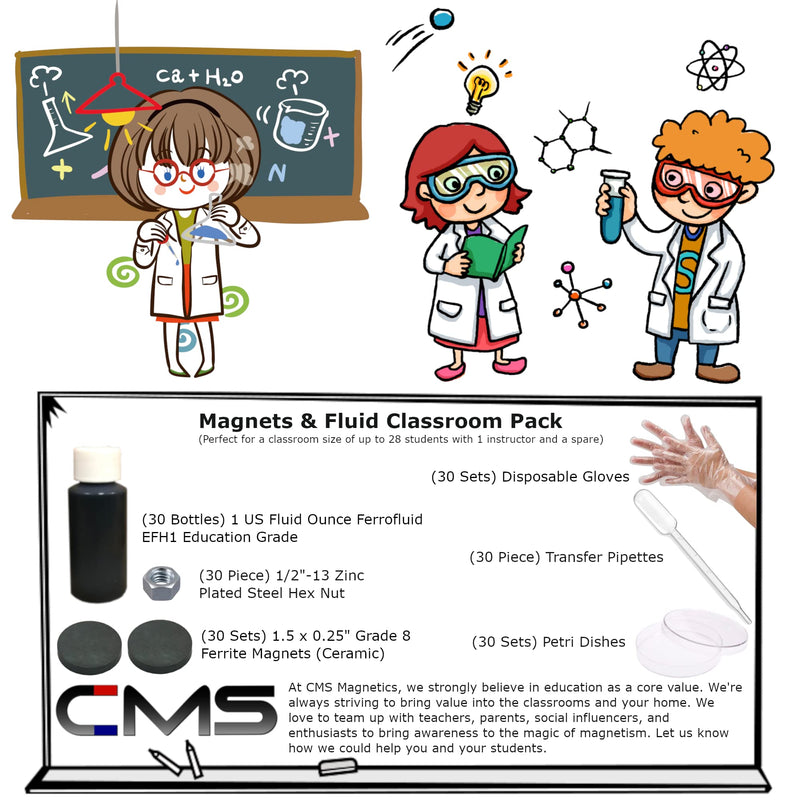 CMS MAGNETICS - (1oz Kit) Ferrofluid Science Experiment Kit for Education in Magnetism - Includes: 1 Fluid Ounce (29.5mL) Bottle of Ferrofluid, Gloves, Pipette, Petri Dishes 1 fluid oz (29.5mL) Basic Fluid Kit